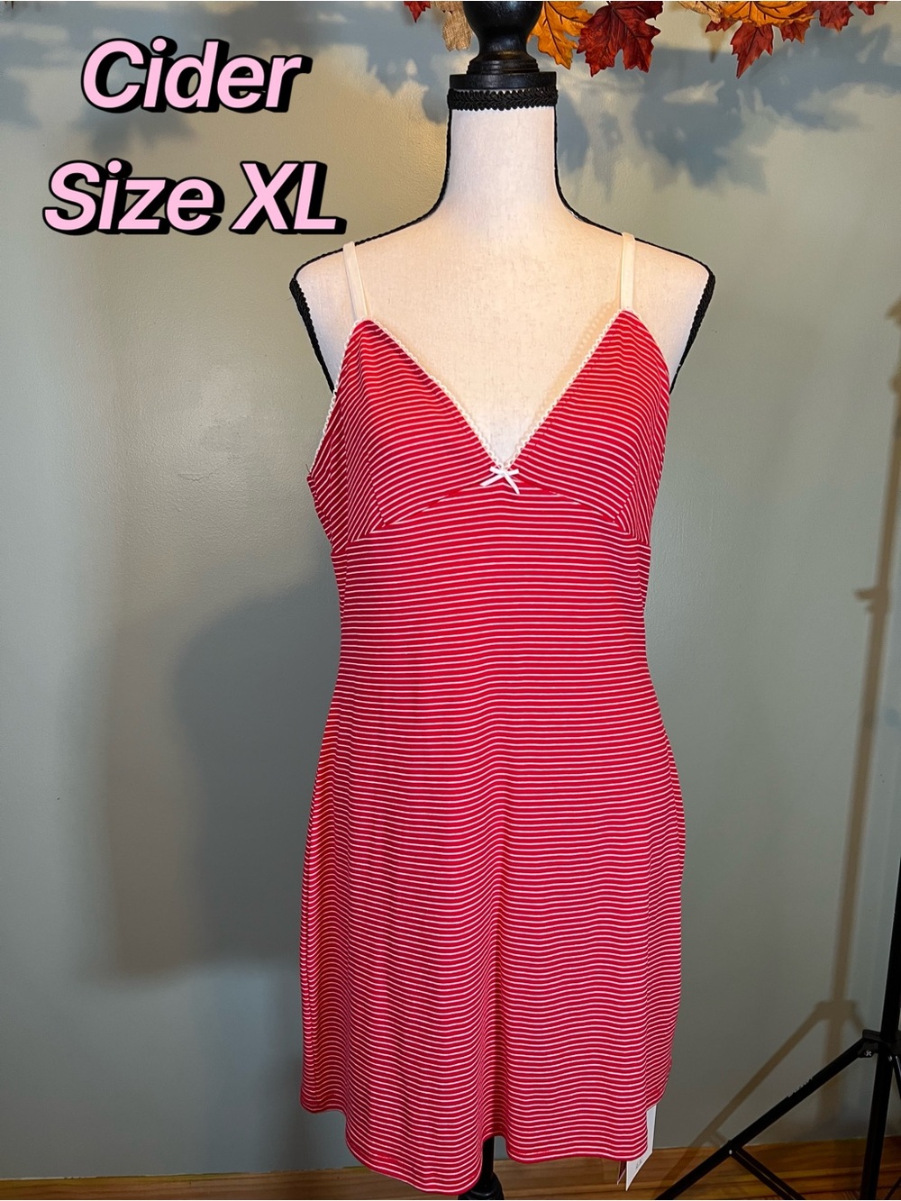 Cider Red & White Striped Dress- Size XL